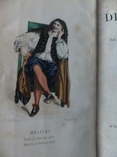 1872 2vols Oeuvres Completes de Moliere Ornee de 10 portraits en Pied Colories
