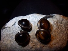 Boutons de manchette top - argent 835 - poinçonné - oeil de tigre - 1925-1950