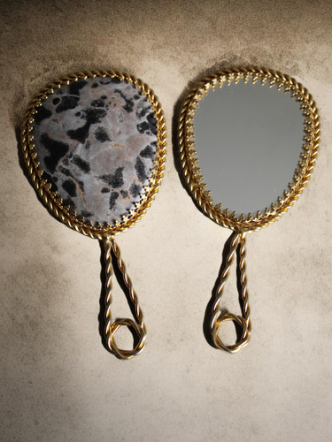 Pendentif miroir vintage doré