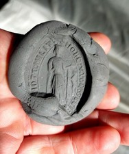 Matrice Sceau Cachet Ancien Religieux En Forme de Navette Sigillographie