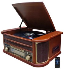 Record player nostalgia wooden