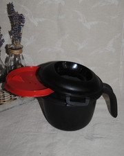 ?  TUPPERWARE Cuiseur à Riz 550 ml Individuel Micro-Ondes Complet Noir Rouge