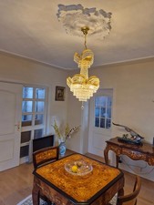 Chandelier En Cristal Oriental Avec Des Feuilles En Or Véritable Inspiré