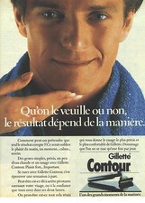 PUBLICITE ADVERTISING  1986   GILETTE CONTOUR lame a raser rasoir
