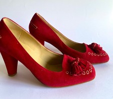 Charles Jourdan Paris Red Suede Tassel Heels EU 37 US 7.5 – Excellent Condition