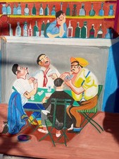 HUILE SUR TOILE LA PARTIE DE CARTES MARCEL PAGNOL