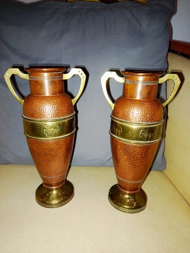 Paire vases cuivre - en,