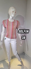 Solfin Taille 38 Superbe haut top tee shirt manches courtes multicolore femme