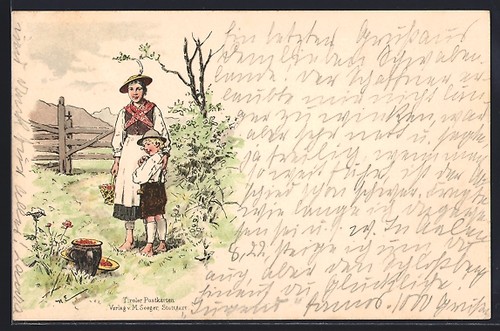 Carte postale femme - en, costume