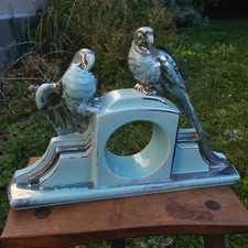 pendule art déco Sarreguemines perroquets perruches