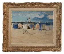 YVES GANNE (1935-2019) ELEVE DE FERNAND LEGER - SCENE DE PLAGE A DEAUVILLE (27)