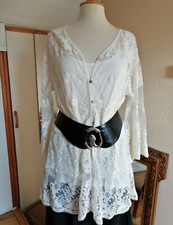 TOSCANE ARMAND THIERRY veste gilet tunique dentelle tulle écrue T 1 42-44 NEUF