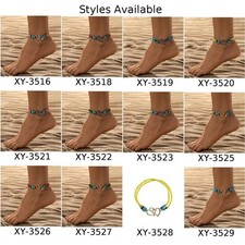 Bracelet de cheville tendance avec double coeur et turquoise pour un port élég