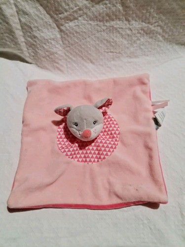 Doudou plat souris rose mimi - ,