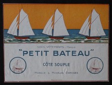 Ancienne étiquette sous-vêtement PETIT BATEAU 19x14cm