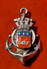 Jolie Broche Marine - ancre armoirie du Havre - Barre a roue de Bateau 