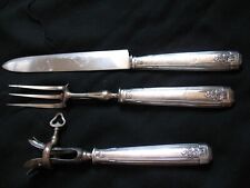 Service à gigot 3 pièces ancien manches argent fourré poinçon Minerve art déco