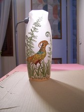 vase en pate de verre émaillé,décor au faisant,signé;leg h 31cm