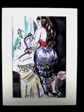 BERTHOMME ST-ANDRE(1905-1977) "Jeune femme rousse à sa coiffeuse" Aquarelle 1960
