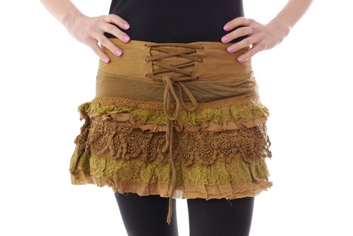 Handmade cotton green skirt - handmade,