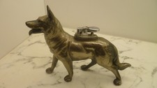 briquet de table chien berger ancien vintage métal fumeur cigarette old lighter