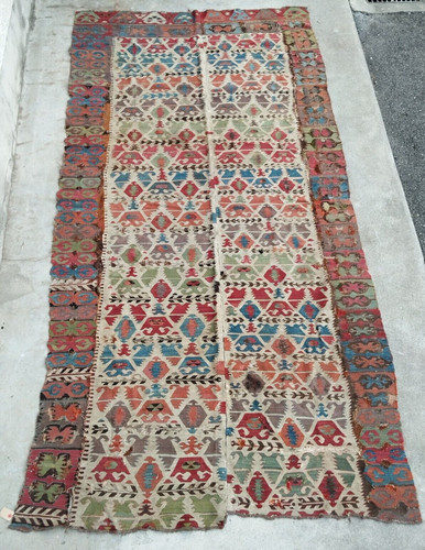 Ancien tapis kilim 19eme - tapis,