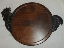 Plateau en bois, à suspendre COQ en métal argenté