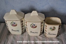 Pot à épices anciens porcelaine sucre farine déco cuisine gite