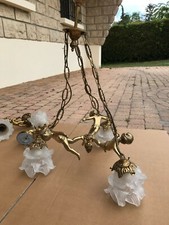 LUSTRE ESTAMPILLE MATHIEU CHERUBIN ET 2 APLLIQUES EN BRONZE comme neuf 