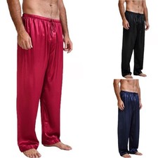 Pyjama classique homme imité soie pantalon vêtements de nuit pantalon bas de s