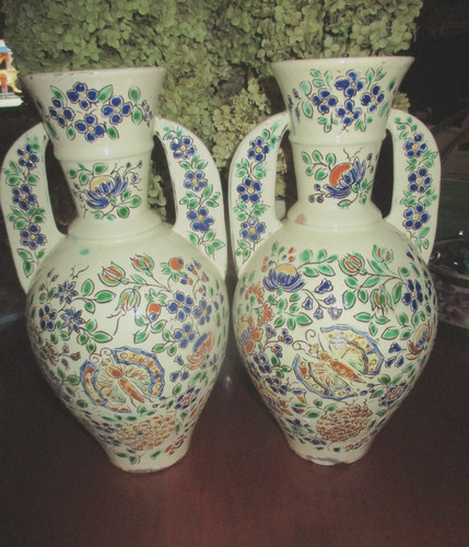 Paire grands vases emaux - grands, de
