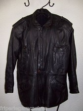 VINTAGE Belle VESTE longue INFRACTION en CUIR Agneau, Homme Taille L - (BCH_101)