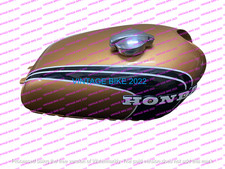 Réservoir d'essence Honda CB 350 K3 K4 Super Sport 71-73 acier doré noir + bo...