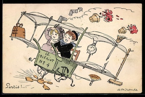 Carte postale enfants vol - enfants, en