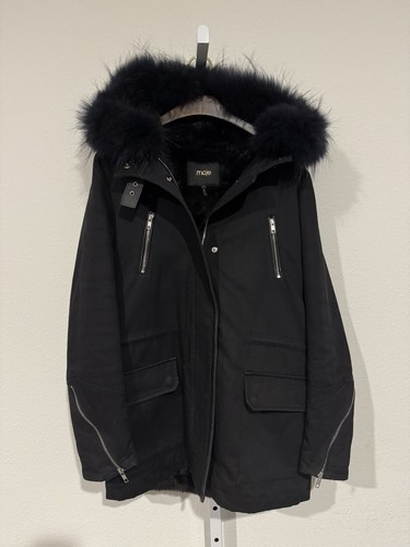 Maje black hooded parka - black,