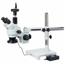 AmScope 3.5X-90X Boom Trioculaire Zoom Stéréo Microscope + 3MP Caméra + LED
