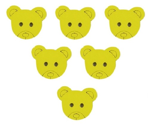 Lot boutons bois tete - tete, ours