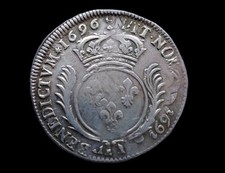 Rare Louis XIV , écu aux palmes 1696 CC Besançon Réformer 