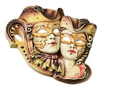 ANCIEN MASQUE VÉNITIEN PEINT MAIN COLLECTION CARNAVAL SIGNE