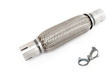 Flexible Tuyau D'échappement Tresse Inox Ø 45 mm L 305 mm + 2x Collier M8 Ø 48mm