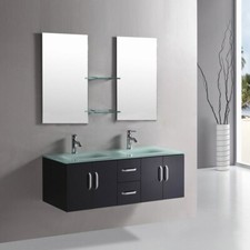 Meuble Salle de Bain ICE - 151 cm Noir Set Vasque Robinetterie