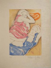 Alain BONNEFOIT : Les jeunes courtisanes, Gravure originale signée