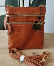 Sacoche Bandoulière Sac Marron Camel Pochette Cuir Neuve