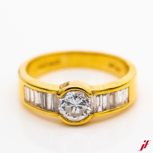 Bague 18k jaune diamant - 18k,
