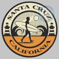 STICKER SURF SURFING SANTA