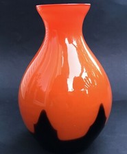 VASE EN VERRE JASPÉ ORANGE