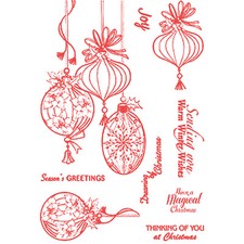 COMBO CUTTING DIES 3 MATRICES DECOUPES + 9 TAMPONS TRANSPARENTS BOULES NOEL