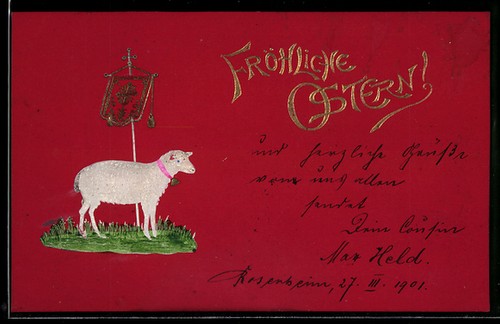 Carte postale relief mouton - en,
