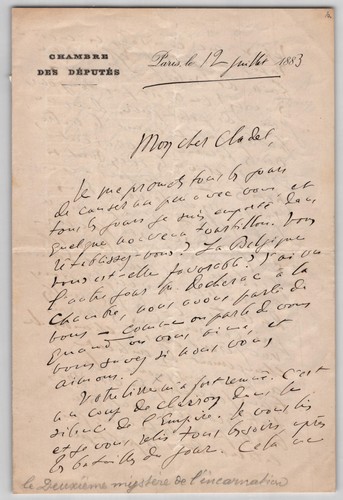 Lettre autographe signée - ,