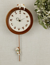 Paire d'horloge murale pendule Manekineko chat chanceux japonais poterie SETO...
